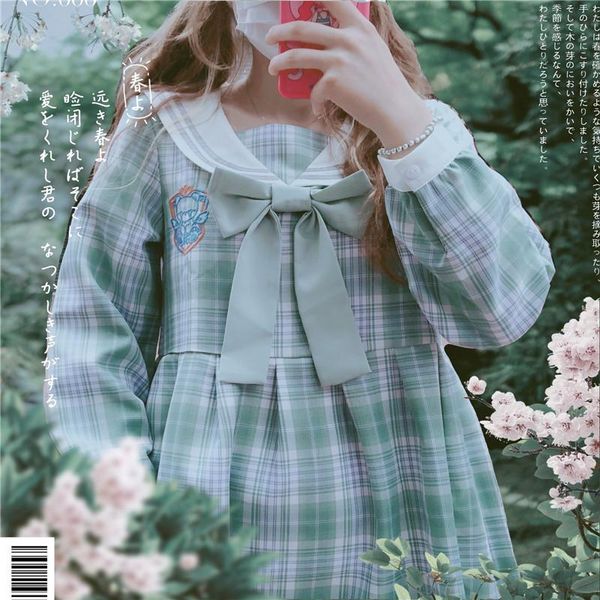 japanaese plaid dress girls student literature small fresh soft sister bowknot long sleeve retro pastoral style princess casual dresses, Black;gray
japanaese plaid dress girls student literature small fresh soft sister bowknot long sleeve retro pastoral style princess casual dresses, Black;gray