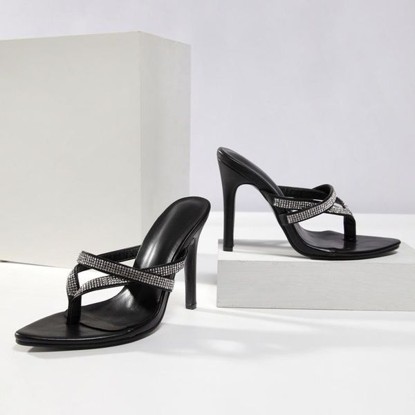 european female sandals summer roman diamond-encrusted slippers with a single character fashion high heels, Black
european female sandals summer roman diamond-encrusted slippers with a single character fashion high heels, Black