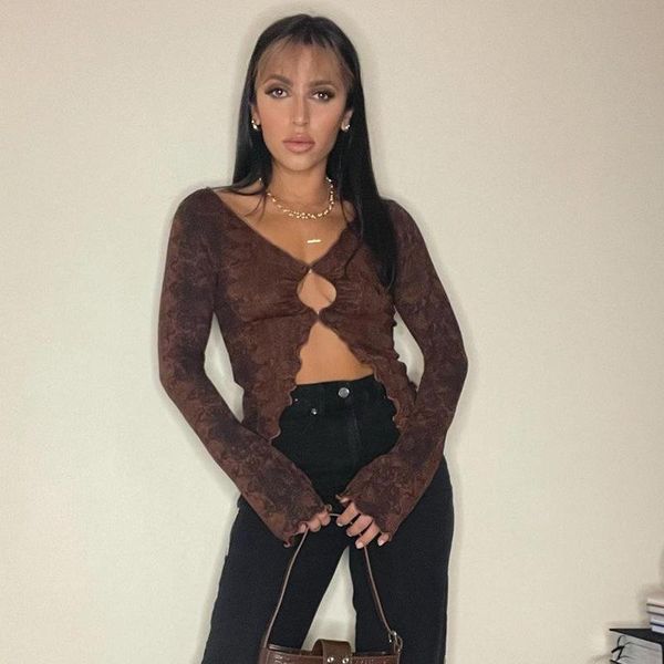 women's t-shirt gaono 90s vintage aesthetics ruffles button brown t-shirts y2k fairy grunge v-neck long sleeve ruched slit crop te, White
women's t-shirt gaono 90s vintage aesthetics ruffles button brown t-shirts y2k fairy grunge v-neck long sleeve ruched slit crop te, White