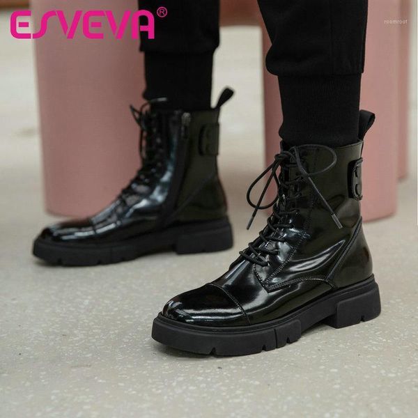 boots esveva 2021 cow patent leather ankle women winter shoes round toe square heel zipper size 34-391, Black
boots esveva 2021 cow patent leather ankle women winter shoes round toe square heel zipper size 34-391, Black