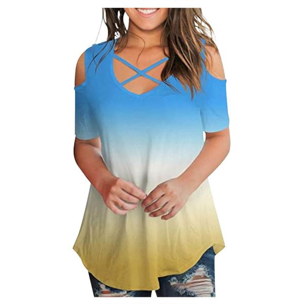 women's blouses & shirts plus size for female et chemises loose card shoulder chest cross strap gradient large shirt top, White
women's blouses & shirts plus size for female et chemises loose card shoulder chest cross strap gradient large shirt top, White