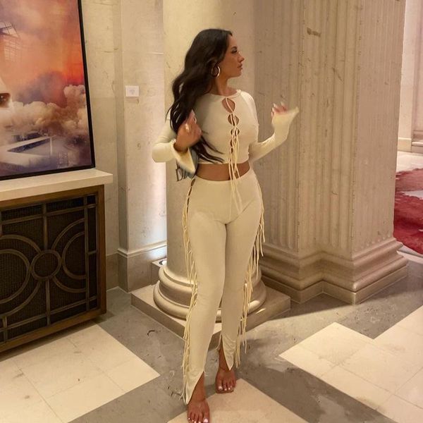 women's two piece pants hirigin women streetwear 2pcs outfits solid folds cutout long sleeve slim crop +skinny with tassles clothes set, White
women's two piece pants hirigin women streetwear 2pcs outfits solid folds cutout long sleeve slim crop +skinny with tassles clothes set, White