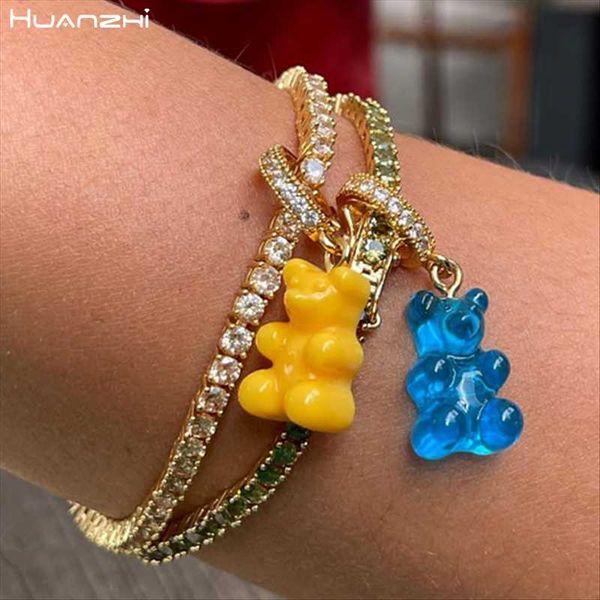charm bracelets huanzhi 2021 colorful cute resin bear zircon crystal metal opening bracelet for women girl party travel jewelry gifts, Golden;silver
charm bracelets huanzhi 2021 colorful cute resin bear zircon crystal metal opening bracelet for women girl party travel jewelry gifts, Golden;silver