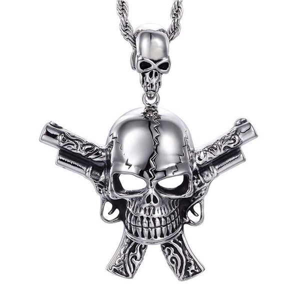 pendant necklaces skull pistol hip hop necklace european and american stainless steel titanium fashion men rock, Silver
pendant necklaces skull pistol hip hop necklace european and american stainless steel titanium fashion men rock, Silver