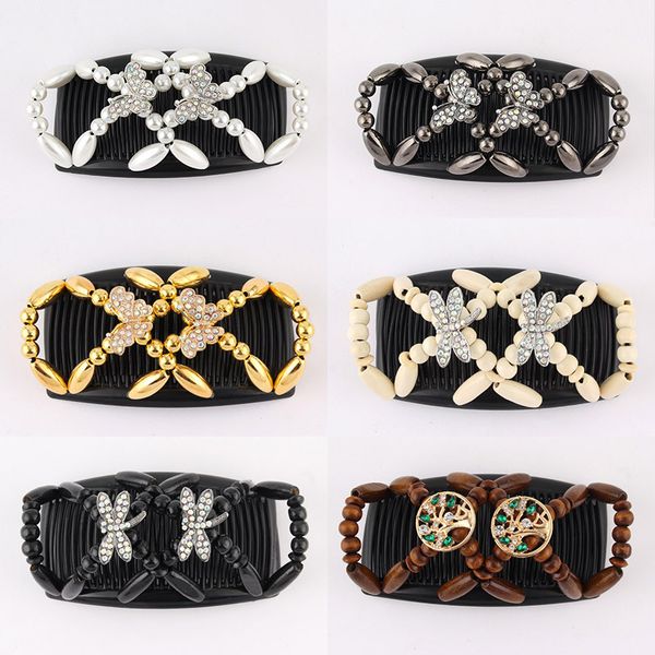 butterfly simulated wood bead stretchy hair combs double magic slide comb clip hairpins for women clamp pins head wear accessories, Golden;white
butterfly simulated wood bead stretchy hair combs double magic slide comb clip hairpins for women clamp pins head wear accessories, Golden;white
