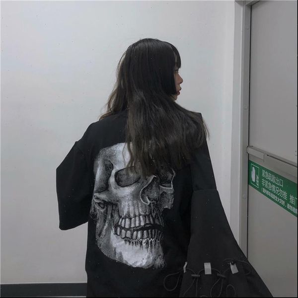 women t shirts summer korea ins harajuku dark black retro skull print bf loose shirt ulzzang streetwear men and tide, White
women t shirts summer korea ins harajuku dark black retro skull print bf loose shirt ulzzang streetwear men and tide, White