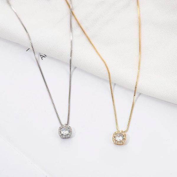 pendant necklaces personality fashion square crystal zircon necklace light luxury temperament clavicle chain simple women, Silver
pendant necklaces personality fashion square crystal zircon necklace light luxury temperament clavicle chain simple women, Silver