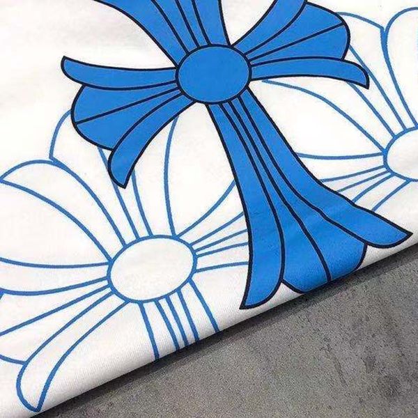 crosin 21s summer new ch horseshoe model blue cross printed cotton short sleeve t-shirt for lovers, White
crosin 21s summer new ch horseshoe model blue cross printed cotton short sleeve t-shirt for lovers, White