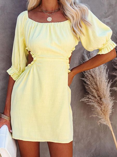 casual dresses women's mini party dress office ladies cotton three-quarter sleeves strapless solid color hollow, Black;gray
casual dresses women's mini party dress office ladies cotton three-quarter sleeves strapless solid color hollow, Black;gray