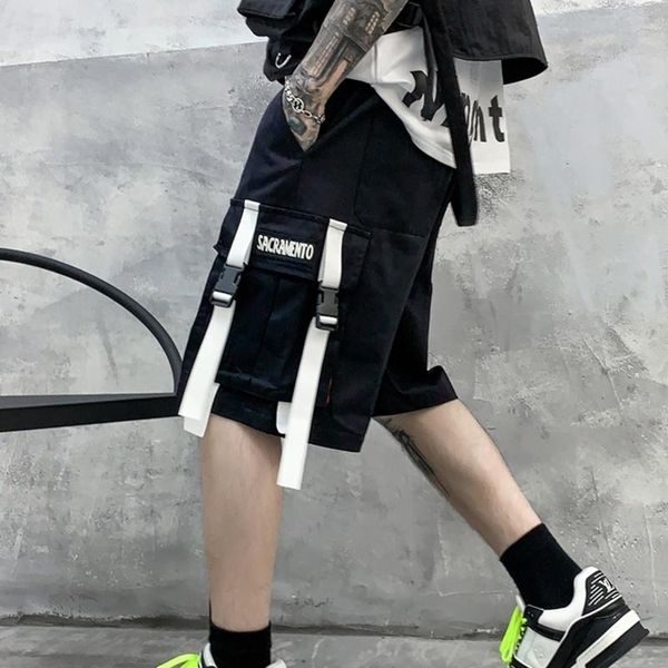 men's shorts 2022 summer cargo pants men harajuku fashion streetwear hip hop punk male trousers ribbon techwear sport military clothes, White;black
men's shorts 2022 summer cargo pants men harajuku fashion streetwear hip hop punk male trousers ribbon techwear sport military clothes, White;black