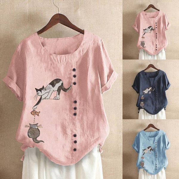 women's blouses & shirts plus size women linen summer fashion pullover short sleeve cotton o-neck button print blouse shirt blusas, White
women's blouses & shirts plus size women linen summer fashion pullover short sleeve cotton o-neck button print blouse shirt blusas, White