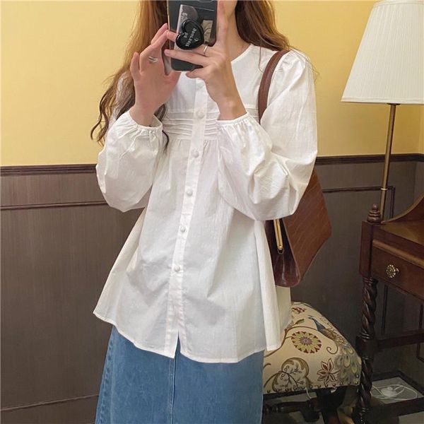 women's blouses & shirts hzirip round neck elegant solid color versatile long sleeve women shirt 2021 korean casual fashion cotton spri, White
women's blouses & shirts hzirip round neck elegant solid color versatile long sleeve women shirt 2021 korean casual fashion cotton spri, White