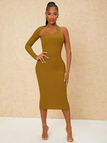 asymmetrical neck cut out back bodycon dress j200#, Black;gray
asymmetrical neck cut out back bodycon dress j200#, Black;gray