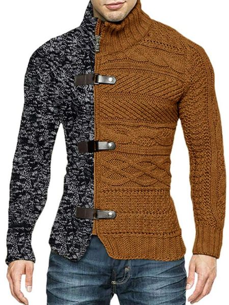 men's vests 2021 autumn/winter turtleneck sweater matching color leather button long sleeve knit cardigan large size wear, Black;white
men's vests 2021 autumn/winter turtleneck sweater matching color leather button long sleeve knit cardigan large size wear, Black;white