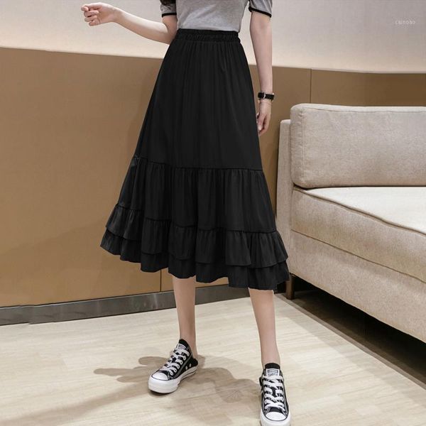 korean multi-layered cake long skirts womens elastic high waist pleated skirt a-line tiered ruffles midi faldas, Black
korean multi-layered cake long skirts womens elastic high waist pleated skirt a-line tiered ruffles midi faldas, Black