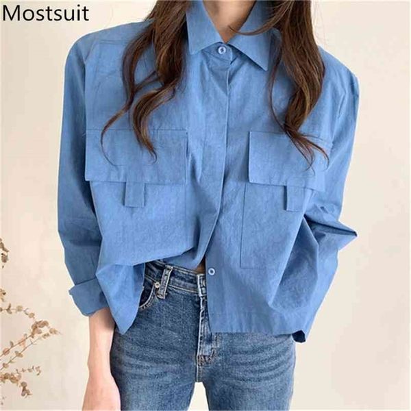 chic elegant big pockets women shirts spring full sleeve turn-down collar casual fashion loose blouses blusas mujer 210513, White
chic elegant big pockets women shirts spring full sleeve turn-down collar casual fashion loose blouses blusas mujer 210513, White