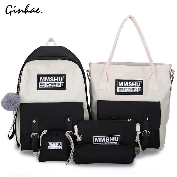 backpack 5 pcs/set canvas patchwork women fashion letter shoulder bags students daily school for teenage girls knapsack
backpack 5 pcs/set canvas patchwork women fashion letter shoulder bags students daily school for teenage girls knapsack