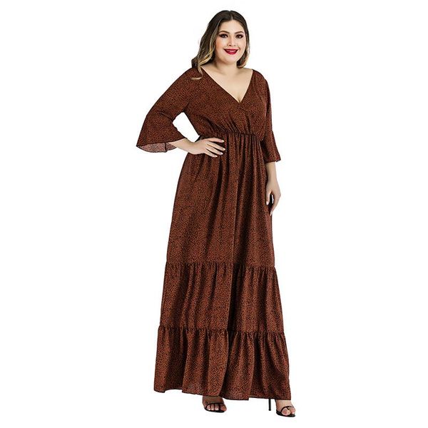 casual dresses dress 2021 summer european and american fashion v neck print maxi women three quarter sleeve long, Black;gray 
casual dresses dress 2021 summer european and american fashion v neck print maxi women three quarter sleeve long, Black;gray