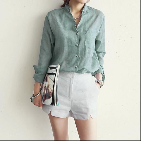 women blouses linen cotton shirts summer autumn long sleeve v neck casual lady solid buckle loose blouse plus size, White
women blouses linen cotton shirts summer autumn long sleeve v neck casual lady solid buckle loose blouse plus size, White