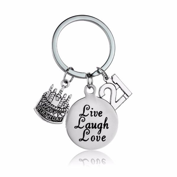 keychains 12pc/lot stainless steel 21 birthday cake live laugh love keychain women men keyring friend family jewelry gift key chains, Silver
keychains 12pc/lot stainless steel 21 birthday cake live laugh love keychain women men keyring friend family jewelry gift key chains, Silver