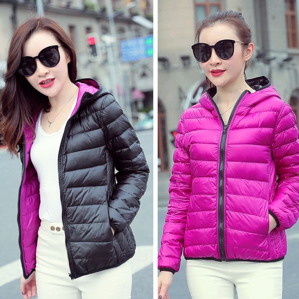 ladies down jacket autumn and winter women's down et super lightweight hooded double-sided wear large slim short korean version show th, Black
ladies down jacket autumn and winter women's down et super lightweight hooded double-sided wear large slim short korean version show th, Black