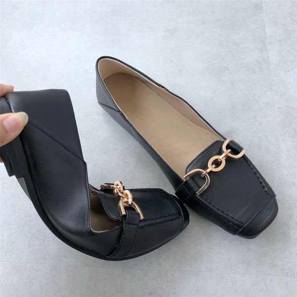 soft genuine leather women's casual shoes metal buckle decoration classic solid color leather flat shoe rubber outsole casual slip-on s, Black
soft genuine leather women's casual shoes metal buckle decoration classic solid color leather flat shoe rubber outsole casual slip-on s, Black