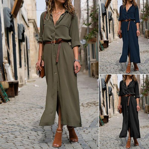 casual dresses women long sleeve button down loose maxi party shirt dress plus size, Black;gray
casual dresses women long sleeve button down loose maxi party shirt dress plus size, Black;gray