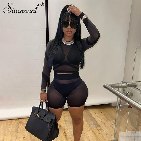 women's tracksuits simenual mesh see through black matching sets long sleeve crop and biker shorts women 2 piece outfits skinny tight s, Gray
women's tracksuits simenual mesh see through black matching sets long sleeve crop and biker shorts women 2 piece outfits skinny tight s, Gray