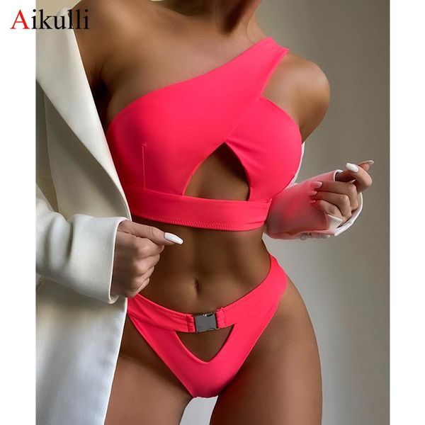 women's swimwear one shoulder bikinis swimsuits women 2021 buckle high cut biquini hollow out bathing suits rose push up bikini set, White;black
women's swimwear one shoulder bikinis swimsuits women 2021 buckle high cut biquini hollow out bathing suits rose push up bikini set, White;black