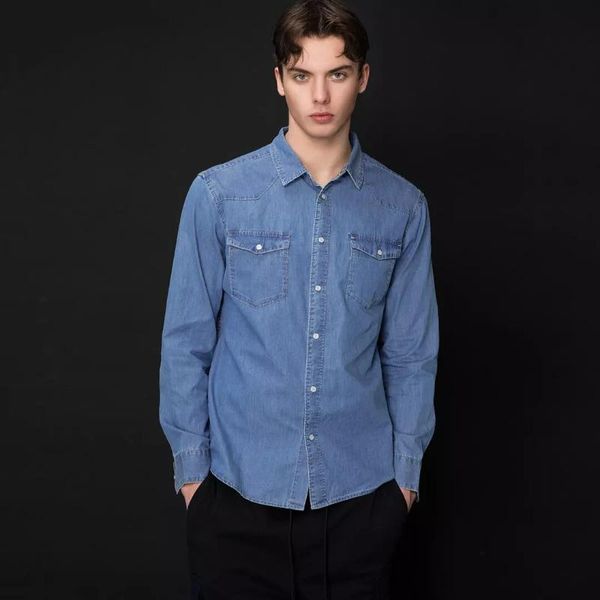 men's casual shirts fashion denim mens slim fit long-sleeved dress shirt folds business comfortable, White;black
men's casual shirts fashion denim mens slim fit long-sleeved dress shirt folds business comfortable, White;black