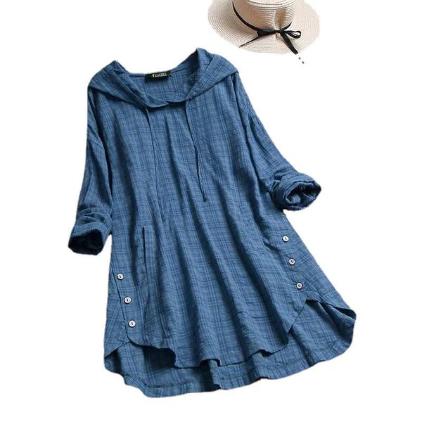 women's blouses & shirts women blouse 2021 autumn plaid checked hoodies long sleeve shirt casual linen tunic hooded blusas chemise fem, White
women's blouses & shirts women blouse 2021 autumn plaid checked hoodies long sleeve shirt casual linen tunic hooded blusas chemise fem, White