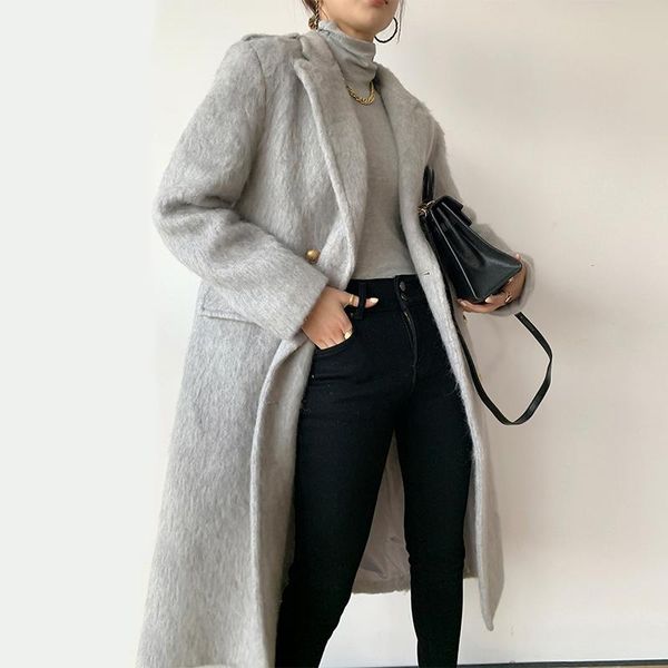 women's wool & blends double loose fit breasted gray woolen coat parkas notched collar long sleeve women fashion autumn winter 2021 1dd, Black
women's wool & blends double loose fit breasted gray woolen coat parkas notched collar long sleeve women fashion autumn winter 2021 1dd, Black