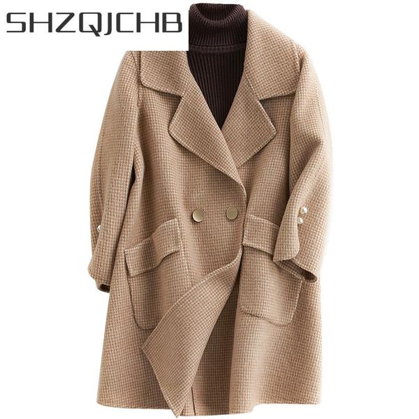 women's wool & blends shzq women coats autumn winter coat female sided woolen clothes spring plaid jackets abrigos mujer invierno 2021, Black
women's wool & blends shzq women coats autumn winter coat female sided woolen clothes spring plaid jackets abrigos mujer invierno 2021, Black