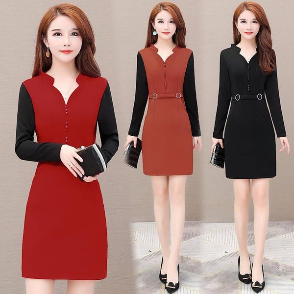 casual dresses long sleeve patchwork office dress women 2021 spring fashion fake two fitted knee-length elegant women's clothing, Black;gray
casual dresses long sleeve patchwork office dress women 2021 spring fashion fake two fitted knee-length elegant women's clothing, Black;gray