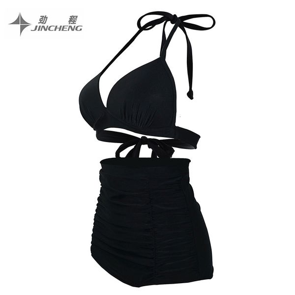 color solid beach spring resort bikini high waist women's split conservative swimsuit, White;black
color solid beach spring resort bikini high waist women's split conservative swimsuit, White;black