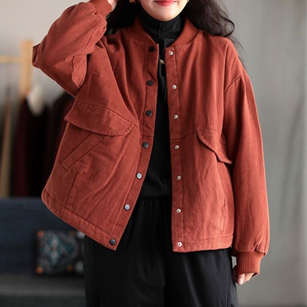 johnature winter retro embroidery pocket single breasted thick warm parkas jacket loose leisure all-match women coat 210521, Black
johnature winter retro embroidery pocket single breasted thick warm parkas jacket loose leisure all-match women coat 210521, Black