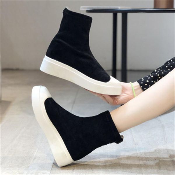 boots 2021 chunky shoes women flock ankle platform stretch fabric booties ladies winter short plush zapatos de mujer, Black
boots 2021 chunky shoes women flock ankle platform stretch fabric booties ladies winter short plush zapatos de mujer, Black