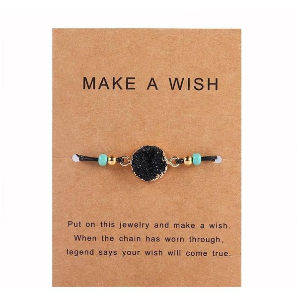 2022 new handmade druzy resin stone bracelet make a wish card wax rope braided bracelets bangles with rice bead for wo, Golden;silver
2022 new handmade druzy resin stone bracelet make a wish card wax rope braided bracelets bangles with rice bead for wo, Golden;silver