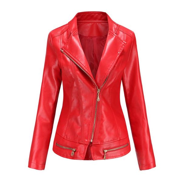 women's leather & faux jackets spring autumn female's long sleeve turn-down collar slim pu moto coats, Black
women's leather & faux jackets spring autumn female's long sleeve turn-down collar slim pu moto coats, Black