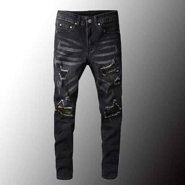 men's jeans minglu streetwear black stretch denim biker slim skinny holes ripped pencil pants trousers size 40, Blue
men's jeans minglu streetwear black stretch denim biker slim skinny holes ripped pencil pants trousers size 40, Blue
