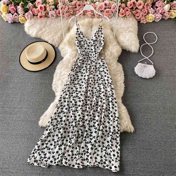 summer high-waist v-neck sling floral vestidos feminine temperament waist-slimming midi dress with open back c824 210506, Black;gray
summer high-waist v-neck sling floral vestidos feminine temperament waist-slimming midi dress with open back c824 210506, Black;gray