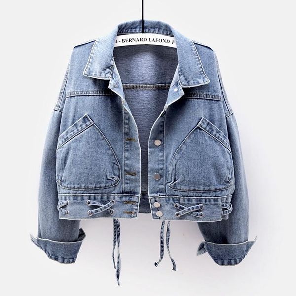 women's jackets 2021 spring harajuku loose short denim jacket women big pocket drawstring student long sleeve solid jeans h310, Black;brown
women's jackets 2021 spring harajuku loose short denim jacket women big pocket drawstring student long sleeve solid jeans h310, Black;brown
