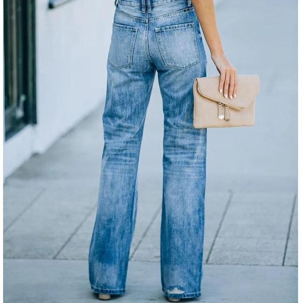 women's jeans mandylandy summer fashion casual denim pants wide-leg mid-waist women washed ripped trousers, Blue
women's jeans mandylandy summer fashion casual denim pants wide-leg mid-waist women washed ripped trousers, Blue