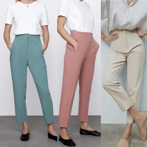 women's pants & capris za 2021 spring casual chic women pantss fashion high-waist office street, Black;white
women's pants & capris za 2021 spring casual chic women pantss fashion high-waist office street, Black;white