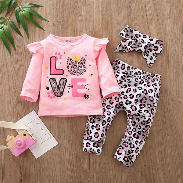 born baby girls clothes cotton cute ruffles decor t shirt + leopard pants + headband 3pcs/set long sleeve infant clothing 210816, White
born baby girls clothes cotton cute ruffles decor t shirt + leopard pants + headband 3pcs/set long sleeve infant clothing 210816, White