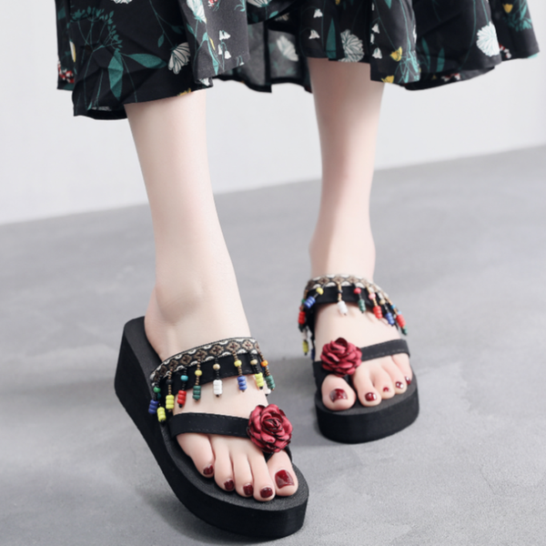 women new high-heeled slippers female summer slippers retro seaside beach slope with non-slip flip flops female slippers, Black
women new high-heeled slippers female summer slippers retro seaside beach slope with non-slip flip flops female slippers, Black