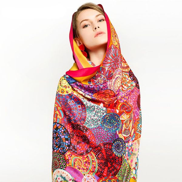 scarves 2021 ladies winter scarf printed twill silk snail pattern wrap wide plaid long shawl blanket, Blue;gray