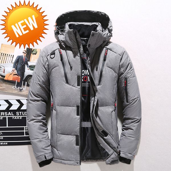 men's winter jacket thick snow parka overcoat white duck down men wind coat, Black 
men's winter jacket thick snow parka overcoat white duck down men wind coat, Black
