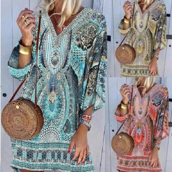 summer fashion bohemian print loose dress v-neck half sleeves vintage printing beach style mini women femme robe casual dresses, Black;gray
summer fashion bohemian print loose dress v-neck half sleeves vintage printing beach style mini women femme robe casual dresses, Black;gray