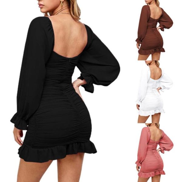 casual dresses ladies solid color close-fitting backless long sleeve dress women's ruffled hem square collar off-the-shoulder dating cl, Black;gray
casual dresses ladies solid color close-fitting backless long sleeve dress women's ruffled hem square collar off-the-shoulder dating cl, Black;gray